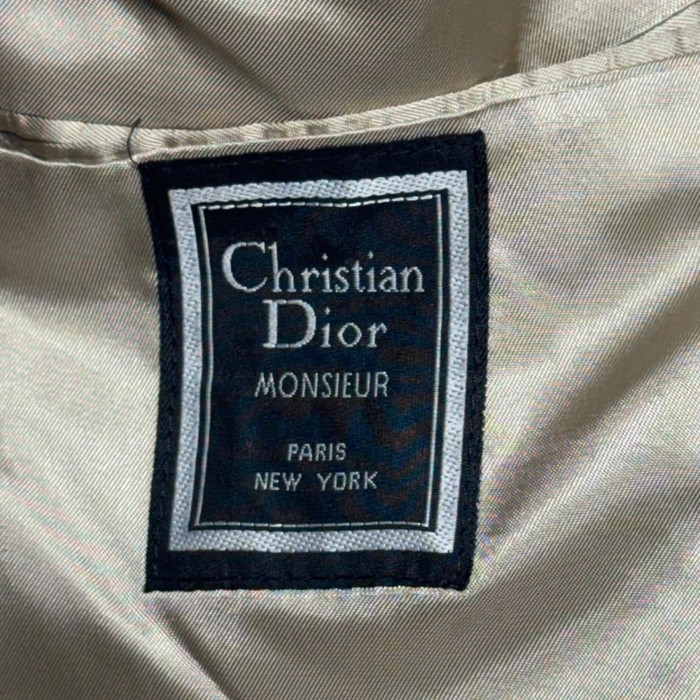 Christian Dior Monsieur Vintage Blazer 38R Taupe Gold Crest Buttons Union Made